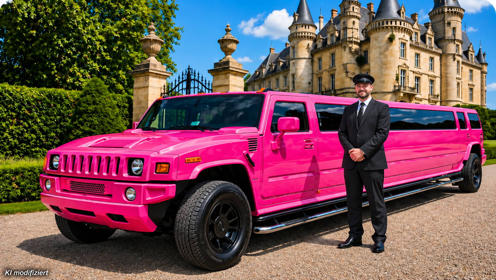 Bild: Ki-modifiziert Stretchlimousine Pink