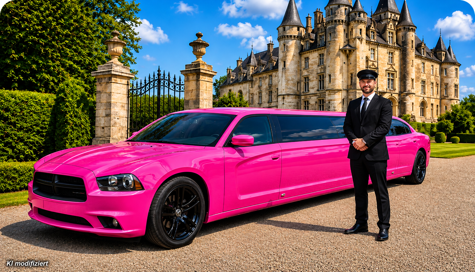 Bild: Ki-modifiziert Stretchlimousine Pink